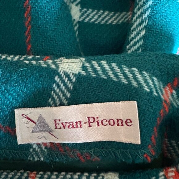 Vintage Evan-Picone Green Plaid Wool Skirt Womens Size 14 Fringe Classic Western - Picture 4 of 7